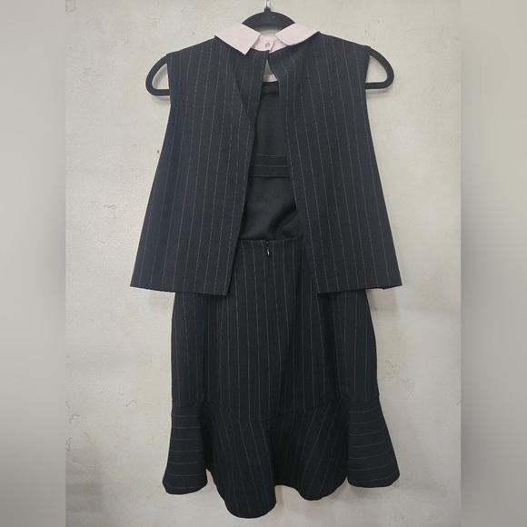 Y2K BCBGMAXARZRIA Black and White Pin Striped Auit Dress size 0 - Picture 3 of 7
